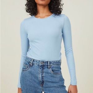 Cotton On Blue Ribbed Long Sleeve Top